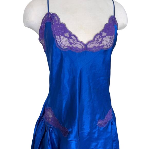 Fredericks of Hollywood VTG Lingerie Set Chemise Robe Short Ruffle Blue Large OS - Picture 6 of 14